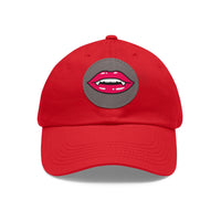 Hat for Men, Stylish Summer Dad Cap with Leather Patch, Trendy Bold Lip Design, Casual Baseball Hat, Fashionable Accessory