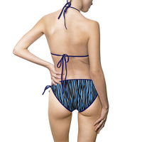 Blue Zebra Print Women's Bikini Swimsuit - Stylish Beachwear for Pool Parties