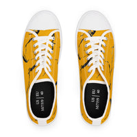 Bold Yellow Marble Low Top Sneakers for Women – Trendy Casual Footwear