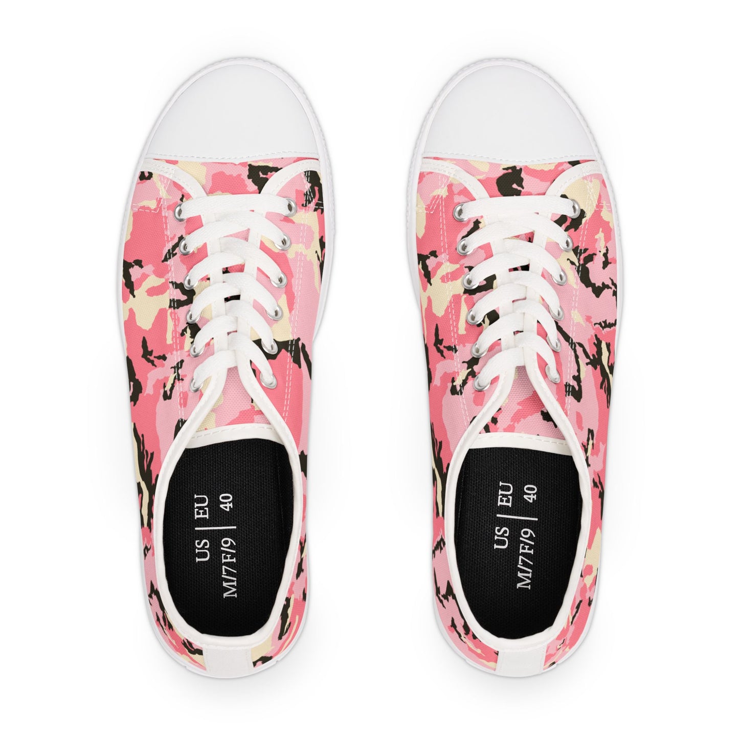 Feminine Pink Camo Low Top Sneakers - Stylish & Trendy Women's Casual Footwear