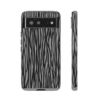 Stylish Tough Phone Case - Black and Gray Striped Design