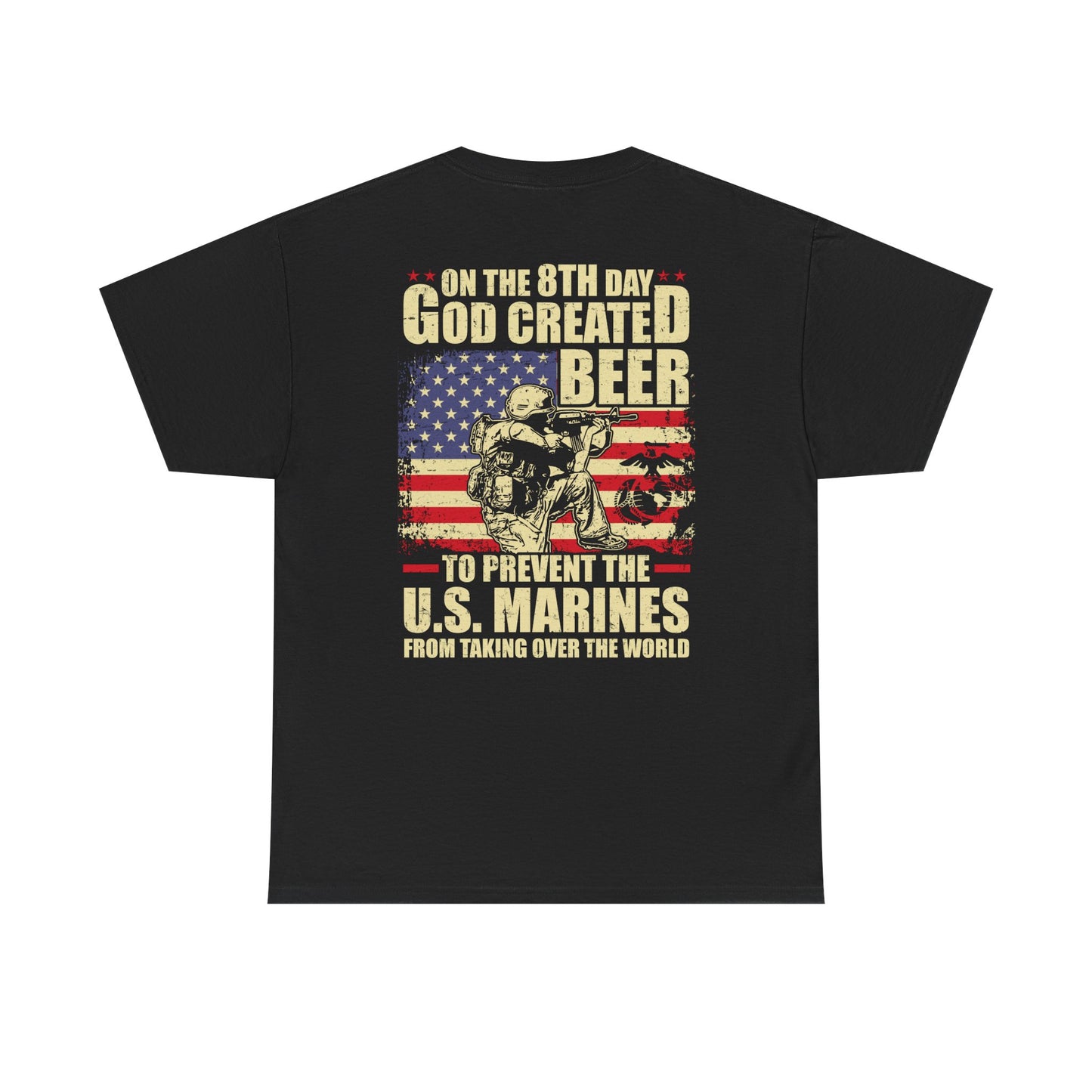 God Created Beer Unisex Heavy Cotton Tee, Fun Patriotic Shirt, Gift for Beer Lovers, US Marines Support, July 4th Celebration