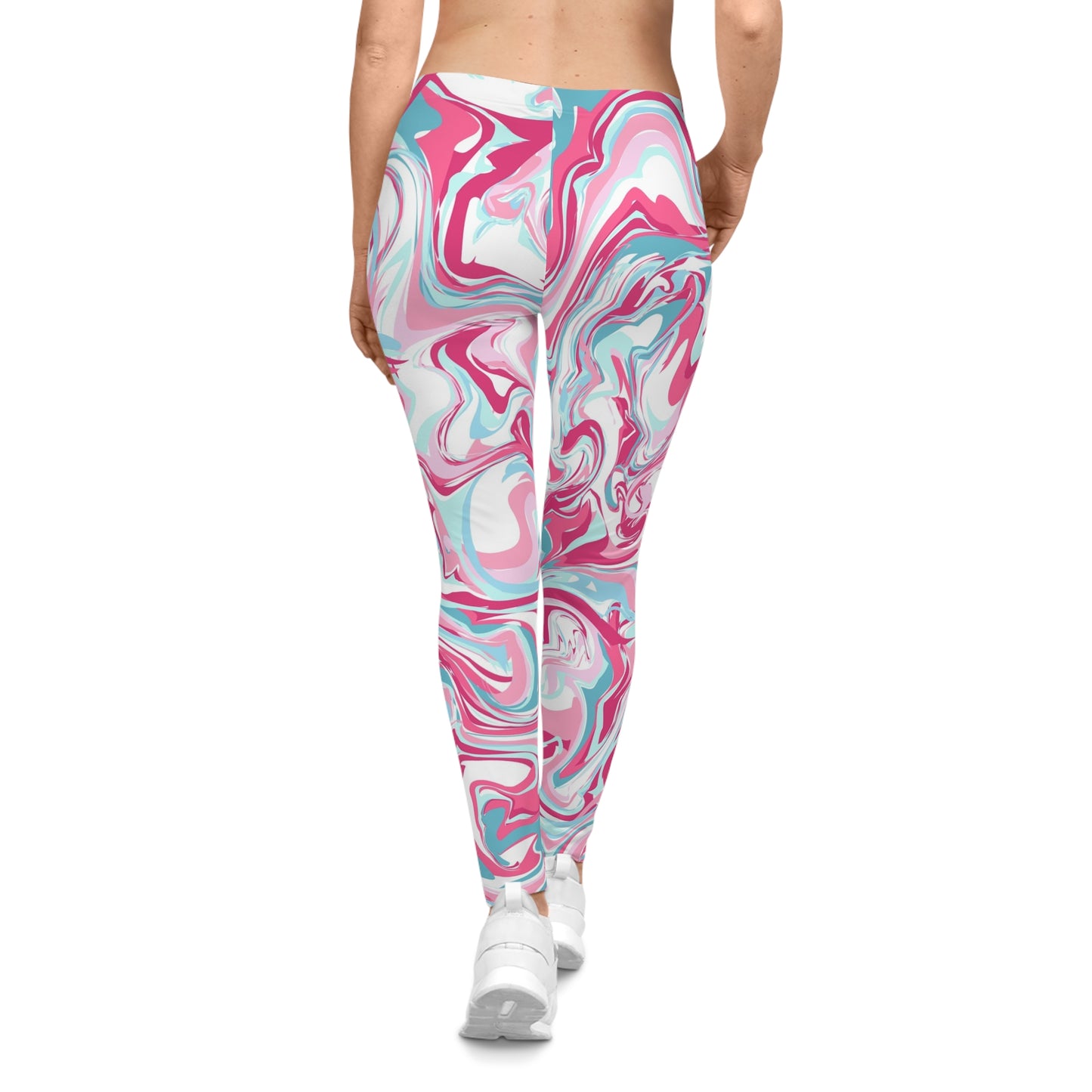 Vibrant Marble-Patterned Women's Casual Leggings