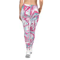 Vibrant Marble-Patterned Women's Casual Leggings