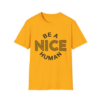Funny Motivational Unisex T-Shirt - "Be A Nice Human" - Casual Gift, Positive Vibes, Everyday Wear, Friendly Apparel