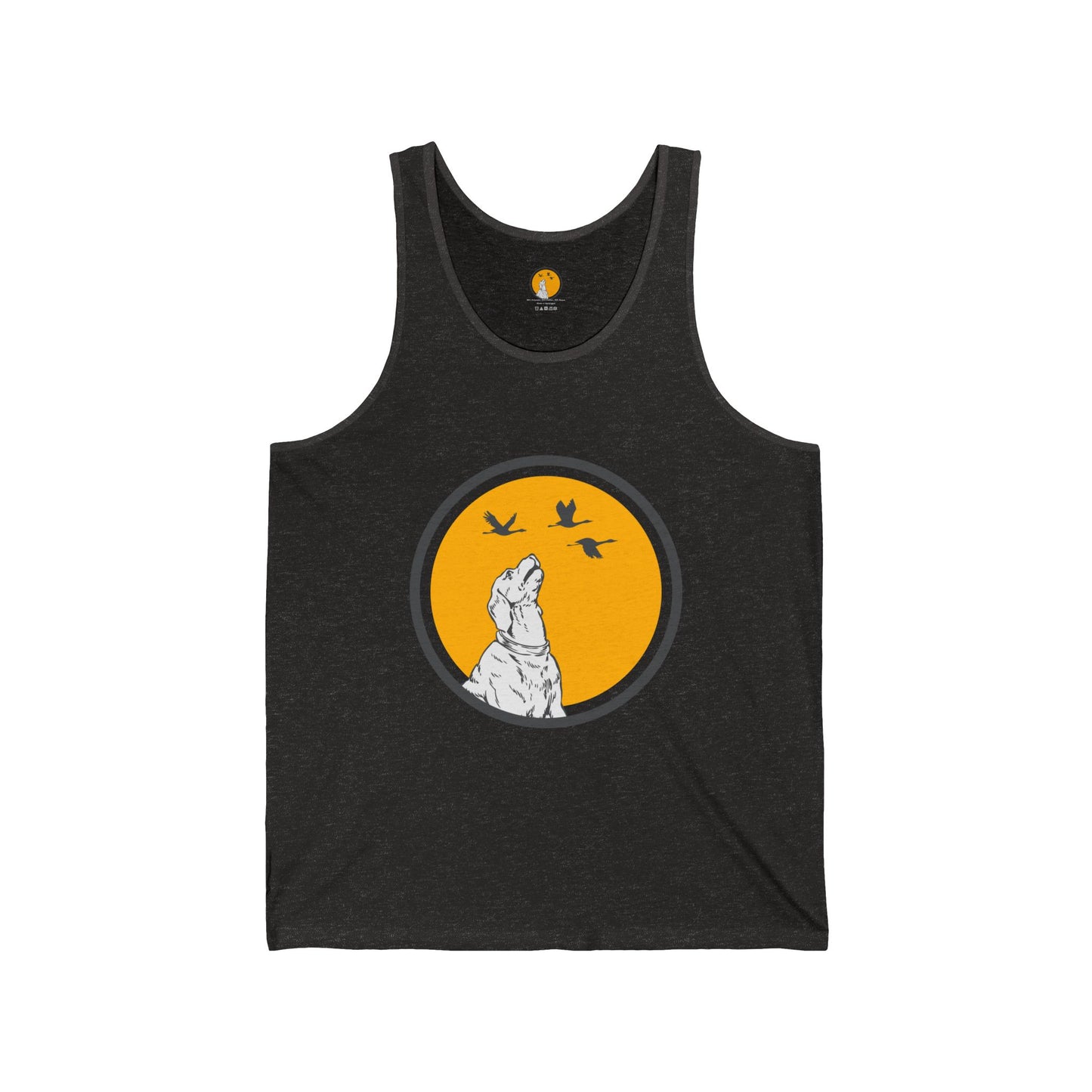 Unisex Jersey Tank - Howling Dog & Birds Design