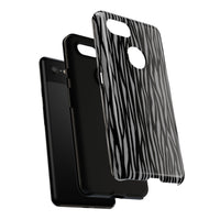 Stylish Tough Phone Case - Black and Gray Striped Design