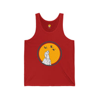 Unisex Jersey Tank - Howling Dog & Birds Design
