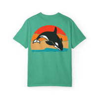Ocean Sunset Orca Unisex T-Shirt - Relaxed, Vibrant Beach Vibes