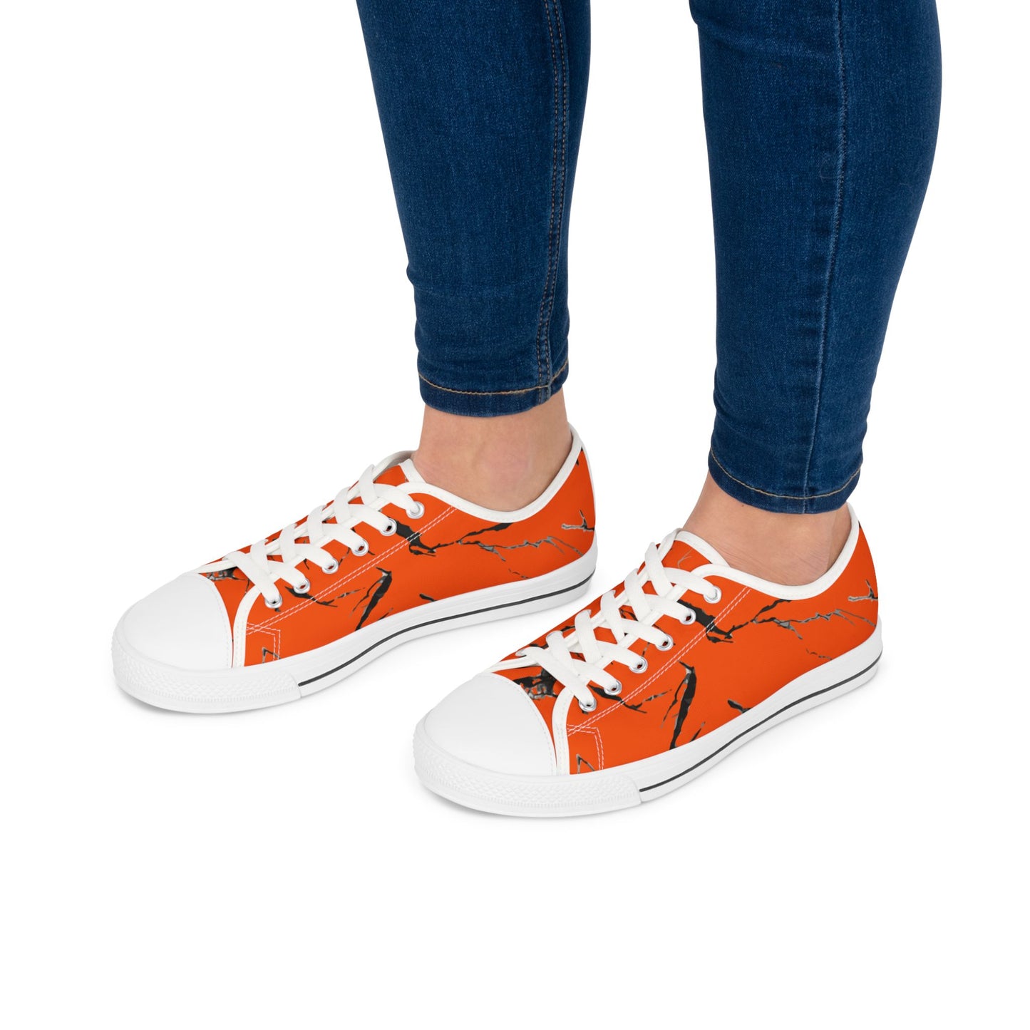 Vibrant Orange Marble Women's Low Top Sneakers