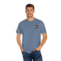 Chill Vibes Unisex Garment-Dyed T-Shirt - Retro Sloth & Sunset Design