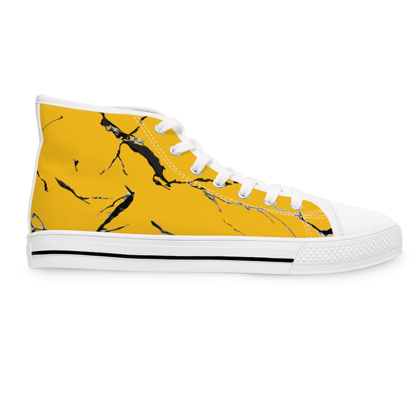 Stylish Yellow High Top Sneakers with Unique Marble Design