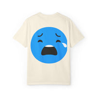 Unisex Garment-Dyed T-Shirt with Sad Emoji Design