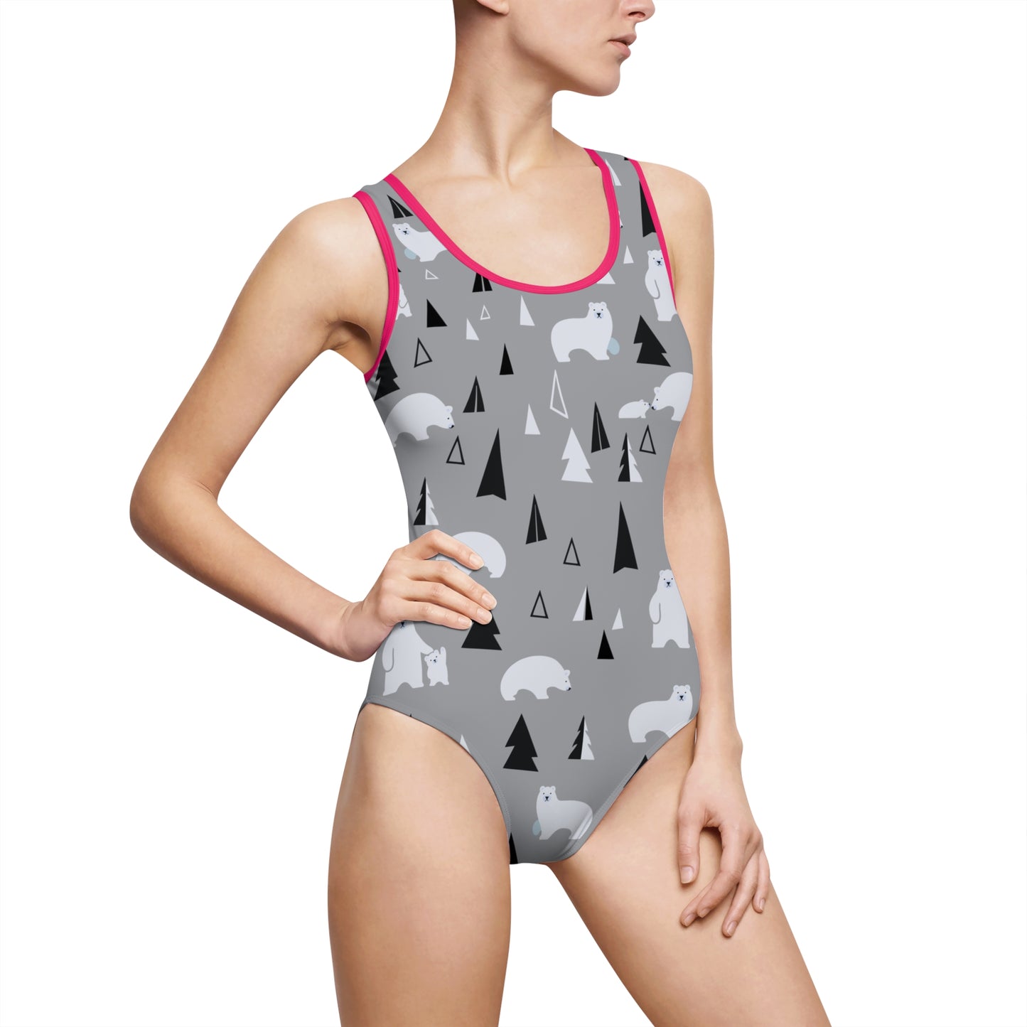Stylish Polar Bear One-Piece Swimsuit for Women