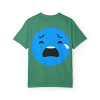 Unisex Garment-Dyed T-Shirt with Sad Emoji Design