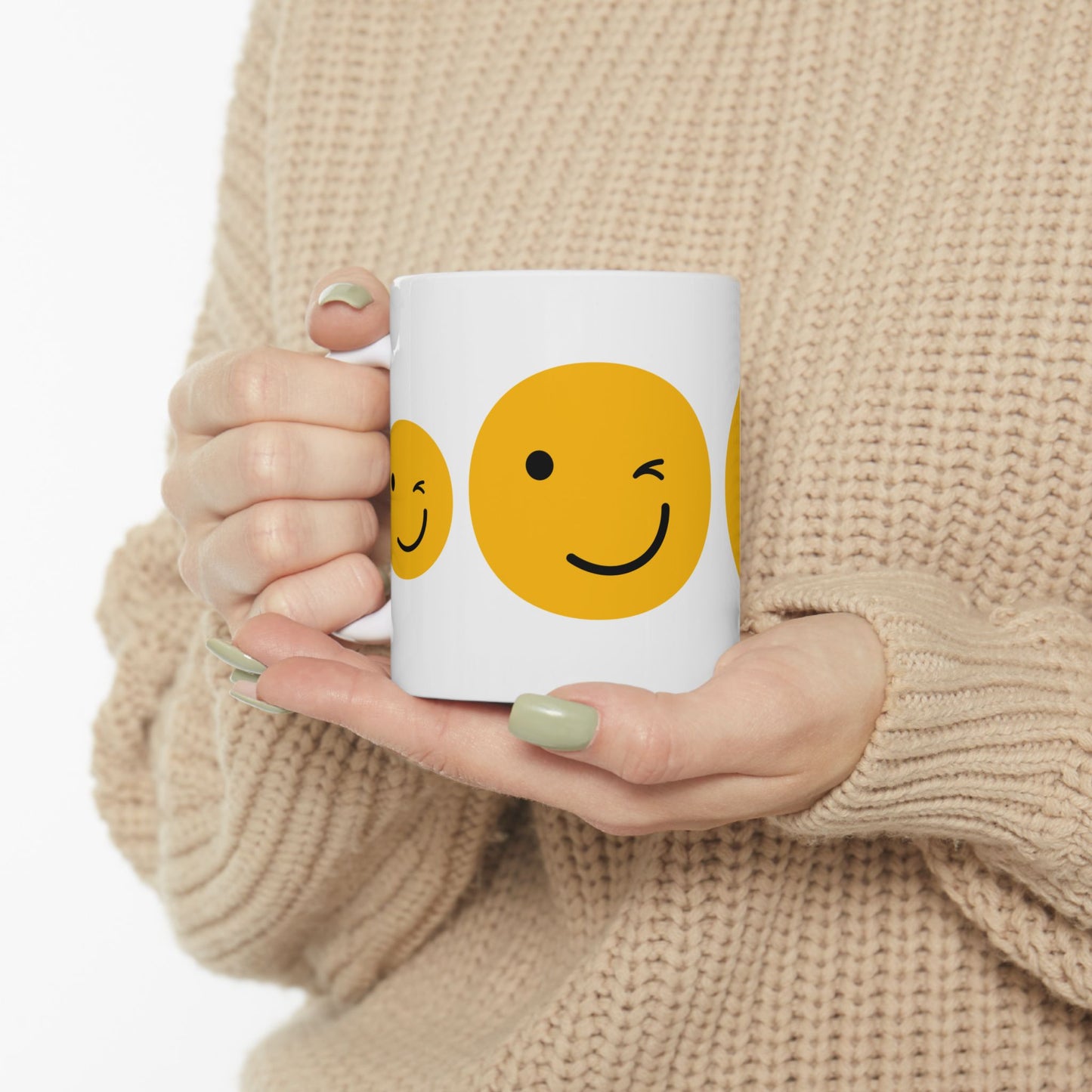 Cheerful Smiley Face Ceramic Mug - 11oz & 15oz Options