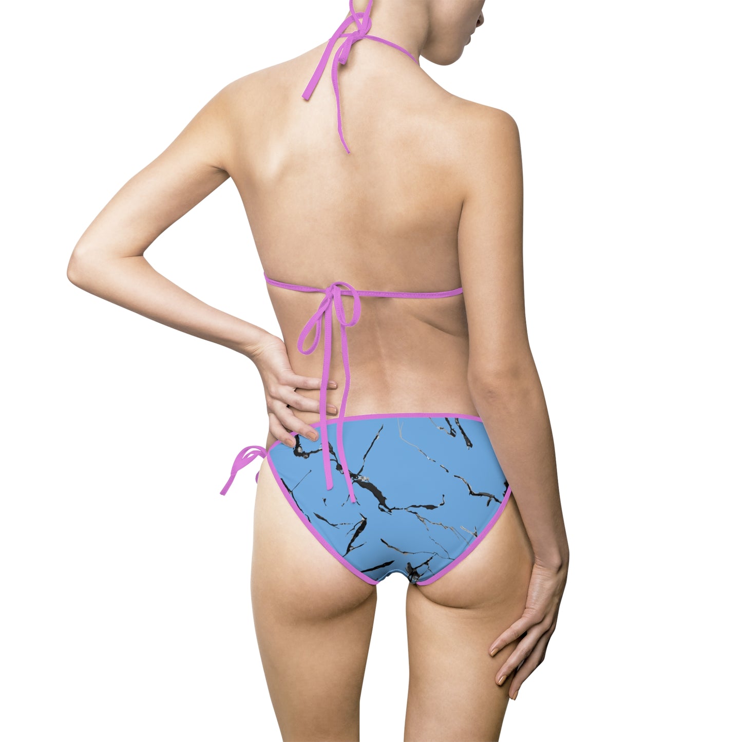 Blue Marble Print Women's Bikini Swimsuit - Perfect for Summer & Beach Getaways