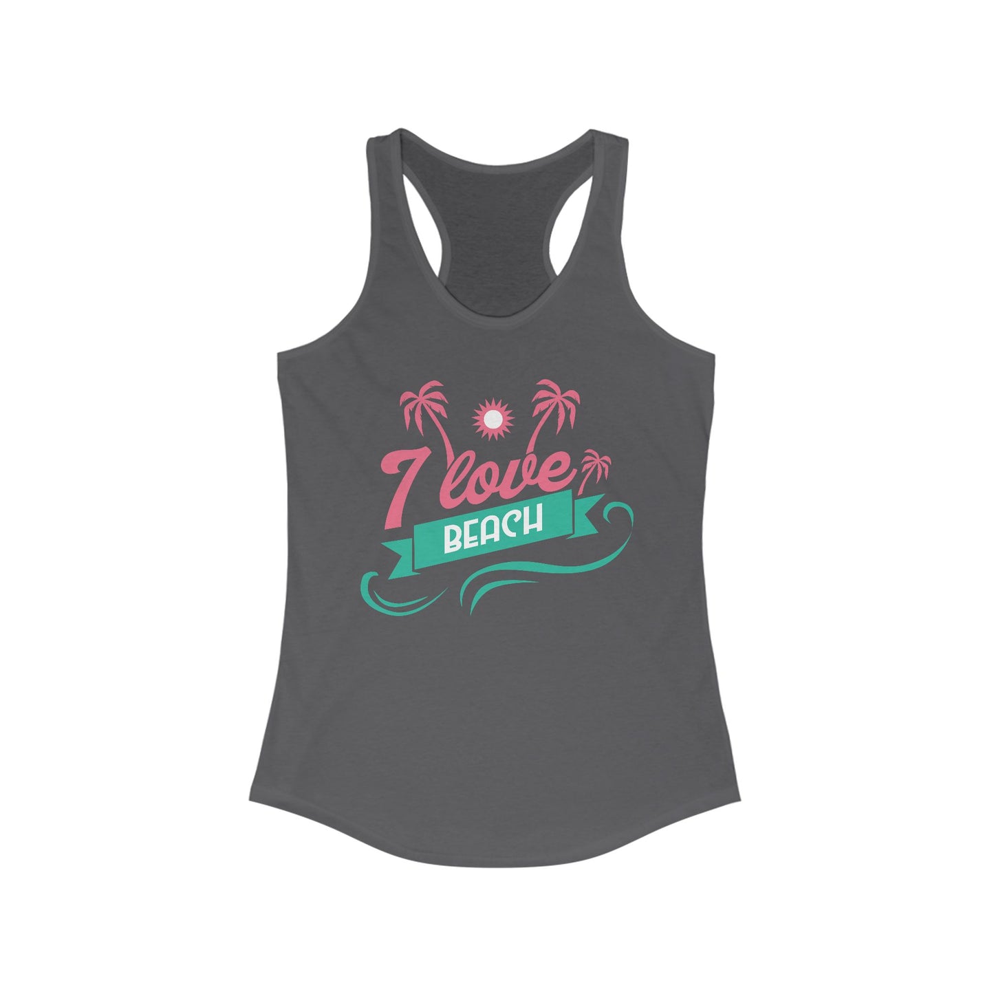 I Love Beach Racerback Tank Top, Summer Apparel, Vacation Clothing, Beach Lover Gift, Tropical Shirt, Outdoor Activity