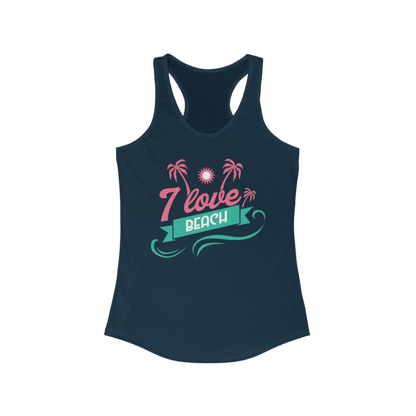I Love Beach Racerback Tank Top, Summer Apparel, Vacation Clothing, Beach Lover Gift, Tropical Shirt, Outdoor Activity