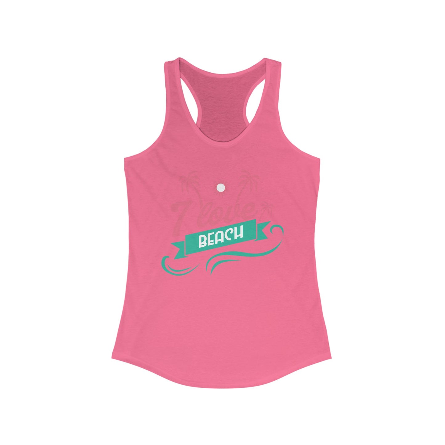 I Love Beach Racerback Tank Top, Summer Apparel, Vacation Clothing, Beach Lover Gift, Tropical Shirt, Outdoor Activity