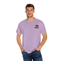 Chill Vibes Unisex Garment-Dyed T-Shirt - Retro Sloth & Sunset Design