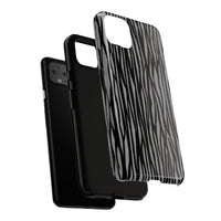Stylish Tough Phone Case - Black and Gray Striped Design