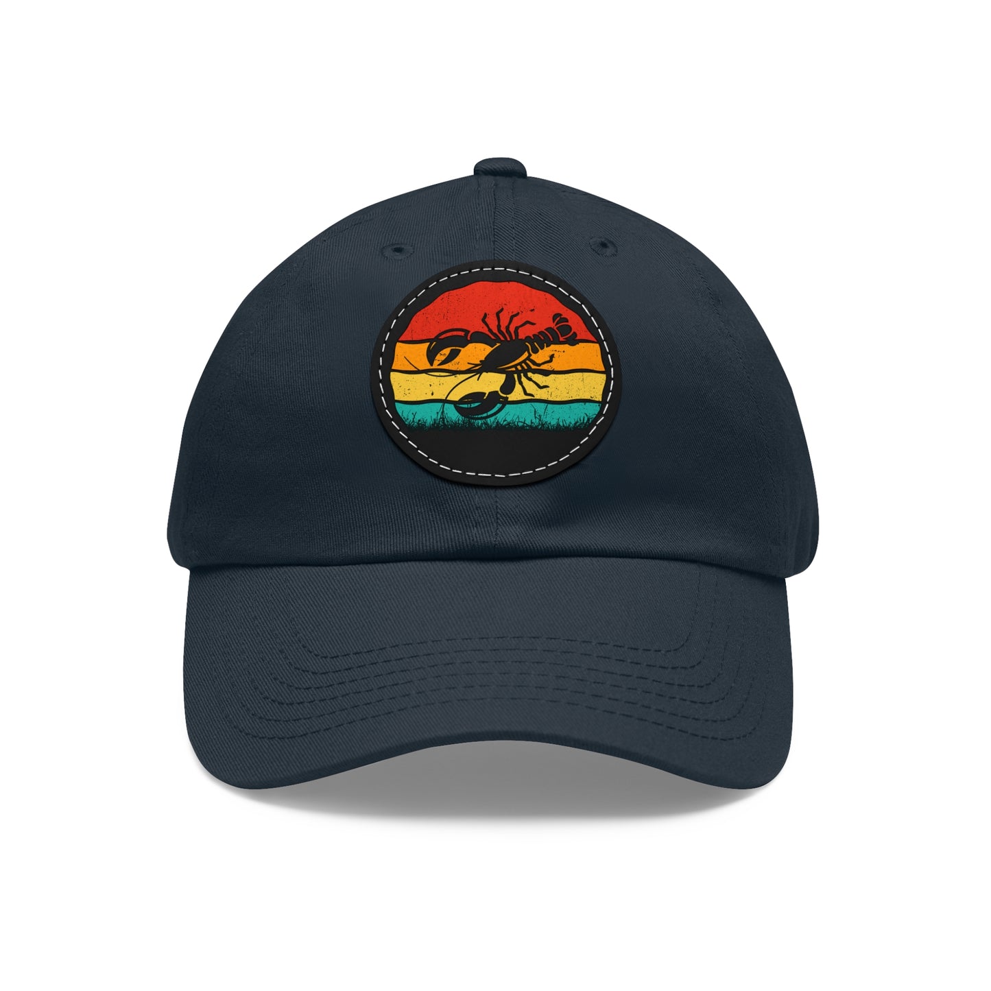 Lobster Themed Dad Hat with Leather Patch - Vintage Style Cap for Seafood Lovers
