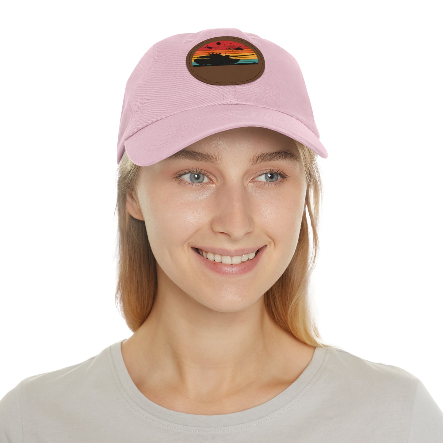 Retro Sunset Dad Hat with Leather Patch