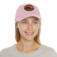 Retro Sunset Dad Hat with Leather Patch