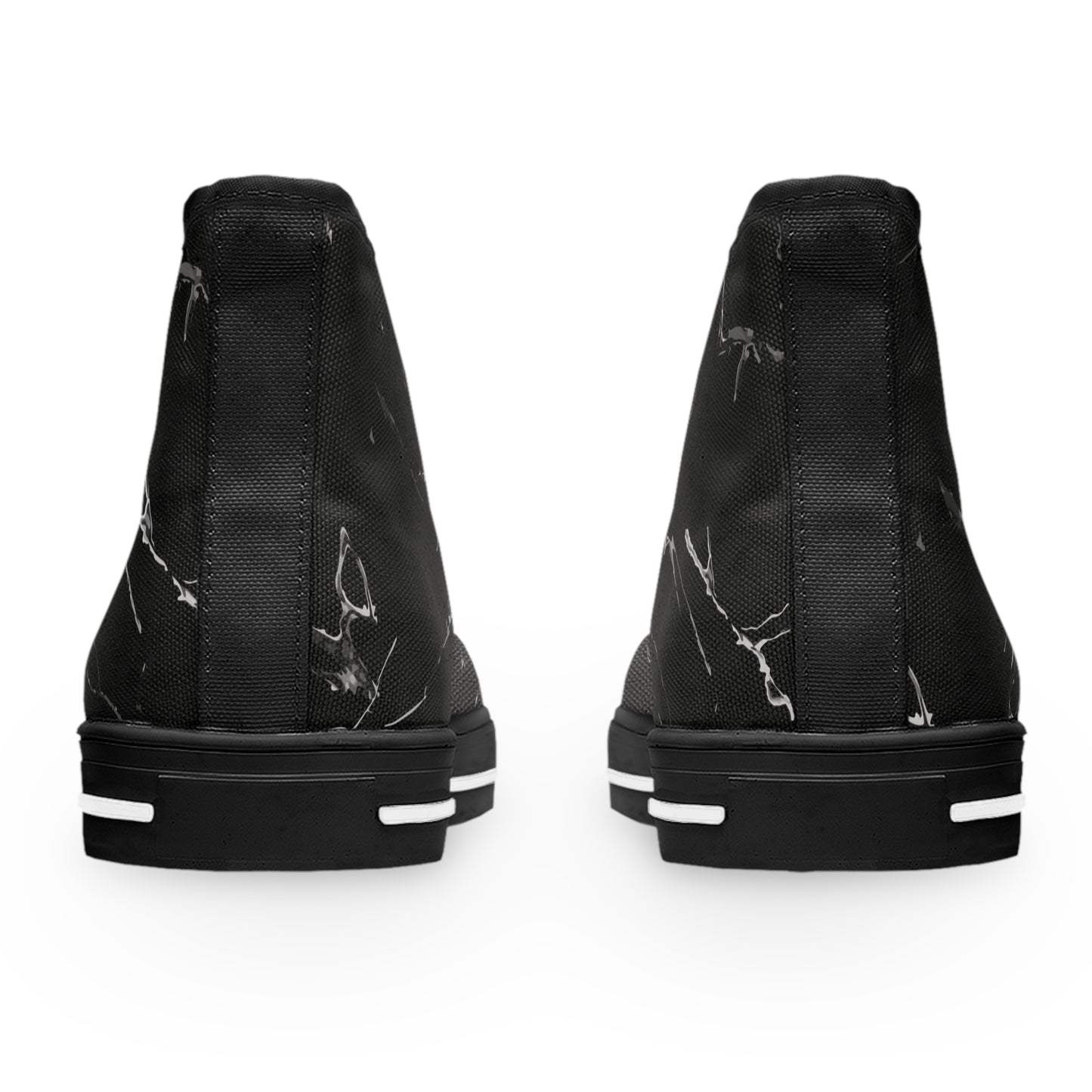 Women's High Top Sneakers - Stylish Black Marble Design