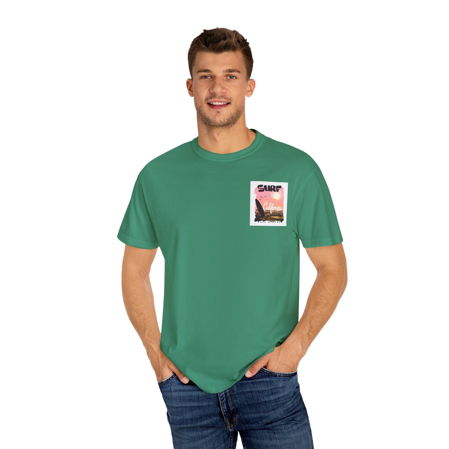 California Surf Graphic Tee - Unisex Garment-Dyed T-Shirt for Beach Lovers, Summer Vibes, Gift for Surfers, Casual Wear,
