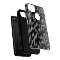 Stylish Tough Phone Case - Black and Gray Striped Design