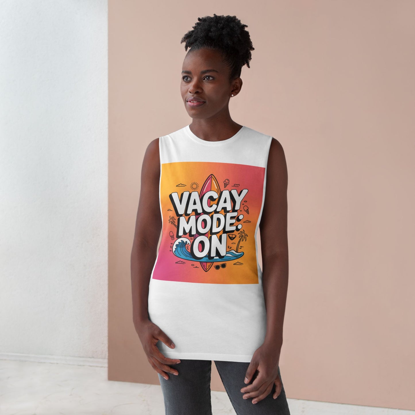 Vacay Mode: On Tank Top, Unisex Summer Tank, Beach Wear, Vacation Apparel, Pool Party Shirt, Travel Gift