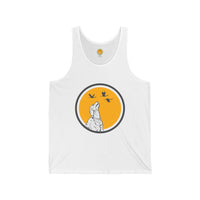Unisex Jersey Tank - Howling Dog & Birds Design