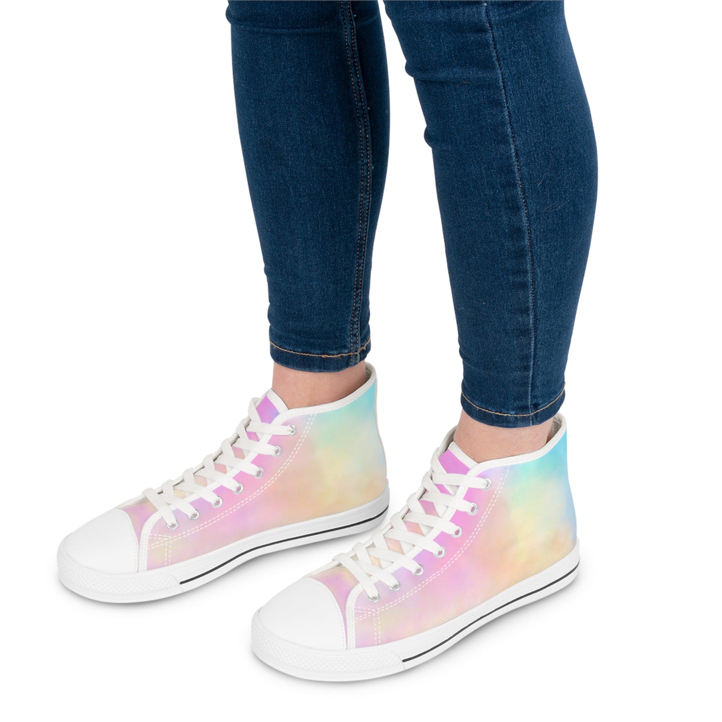 Pastel Gradient Women's High Top Sneakers - Stylish, Comfortable, and Perfect for Casual Wear