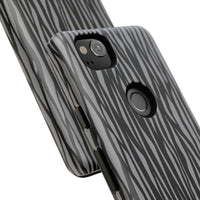 Stylish Tough Phone Case - Black and Gray Striped Design