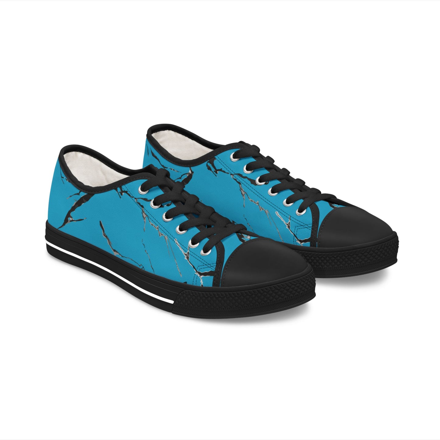 Stylish Women's Low Top Sneakers with Blue Abstract Design