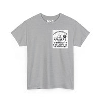 Funny Fitness Tee, I Don't Believe in Magic, Gym Shirt for Workout - Unisex Heavy Cotton Tshirt, Workout Top, Funny Exercise