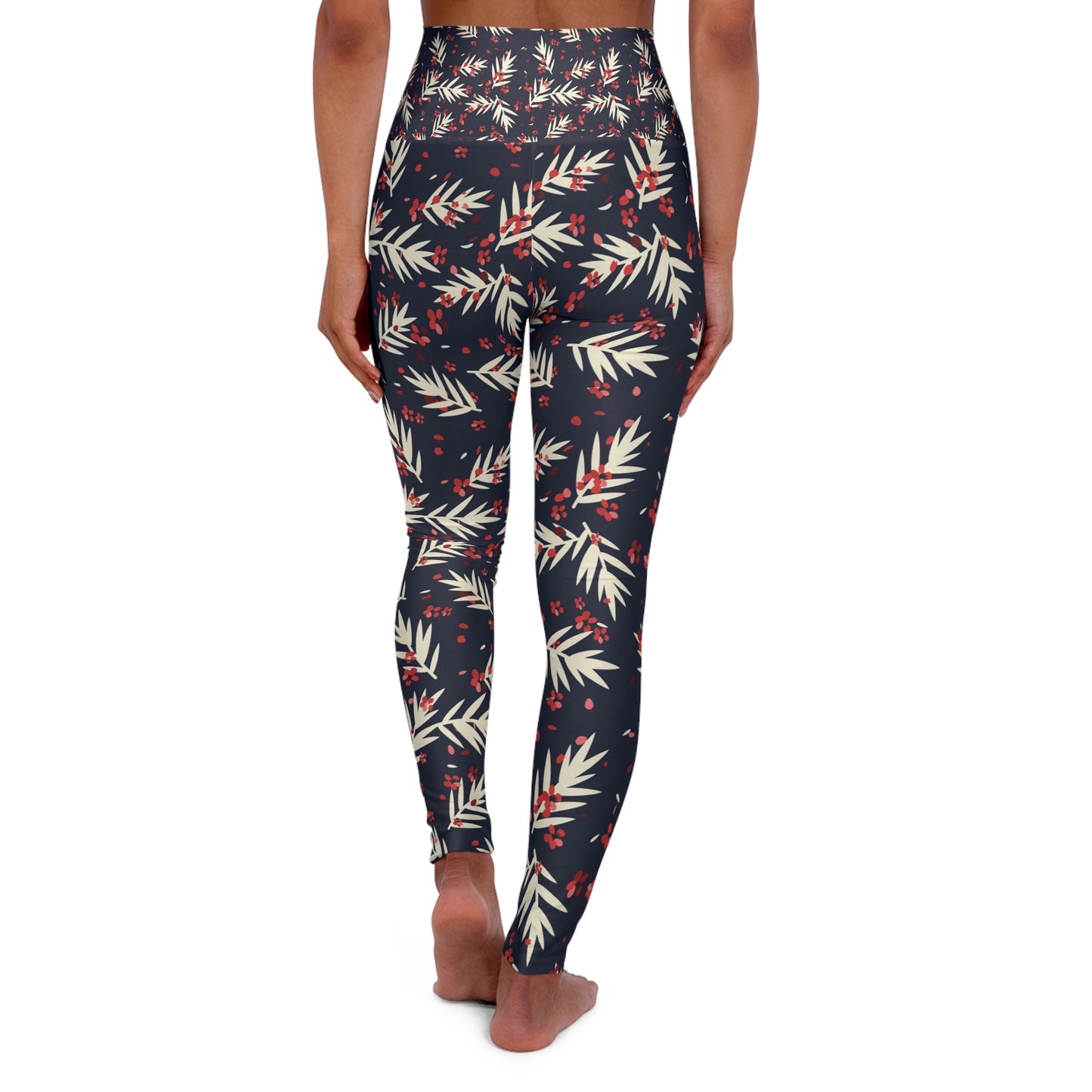 Tropical Leaf High Waisted Yoga Leggings - Comfortable Stretch Fit for Active Lifestyle