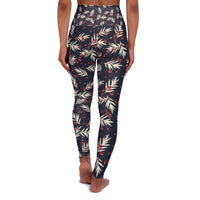 Tropical Leaf High Waisted Yoga Leggings - Comfortable Stretch Fit for Active Lifestyle