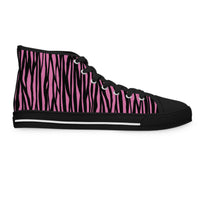 Pink Zebra Print High Top Sneakers for Women - Trendy and Stylish Footwear