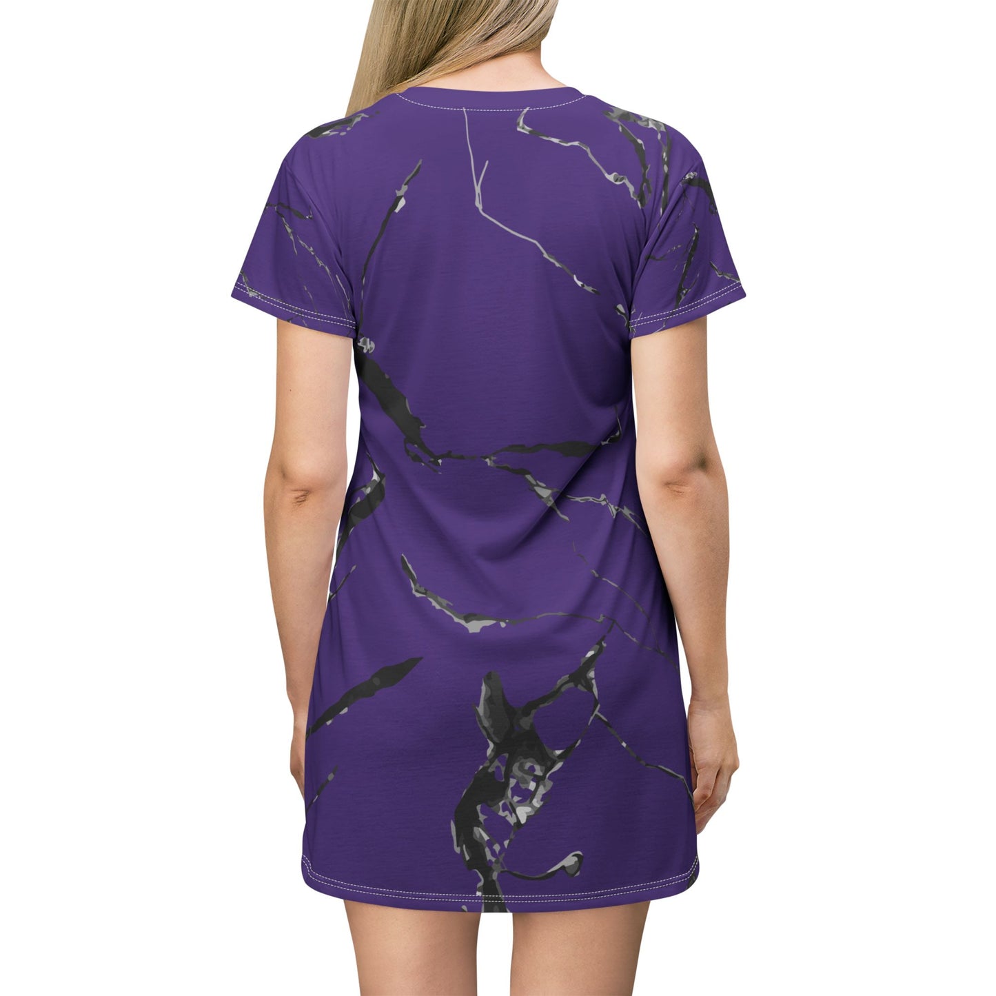 Elegant Purple Marble T-Shirt Dress, Casual Wear, Summer Fashion, Daily Outfits, Gift for Her, Vacation Style, Party Dress