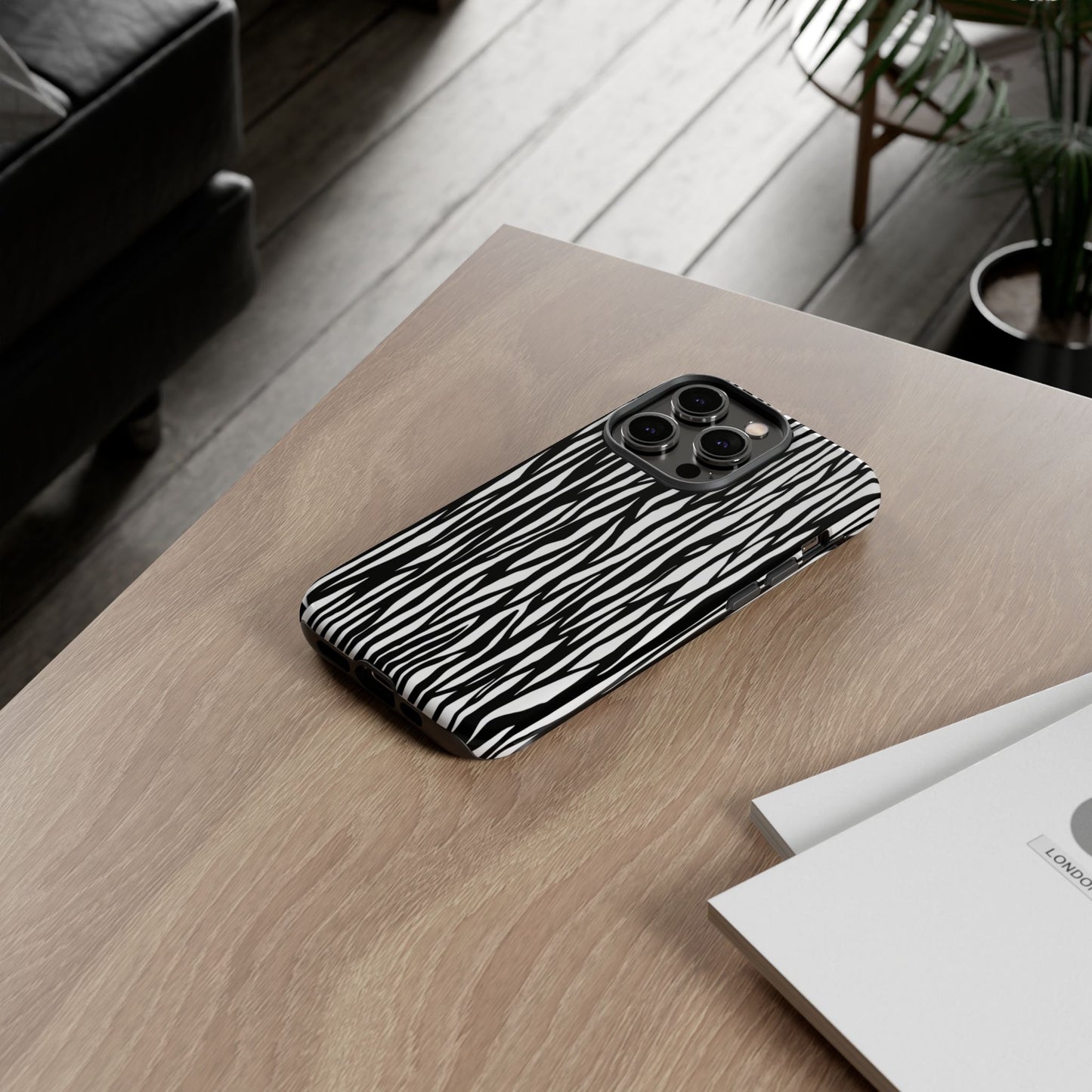 Tough Cases: Stylish Black and White Zebra Print Phone Case