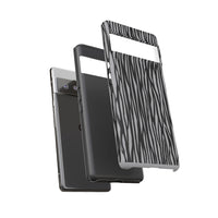 Stylish Tough Phone Case - Black and Gray Striped Design