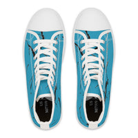 Stylish Women's High Top Sneakers - Blue Marble Design