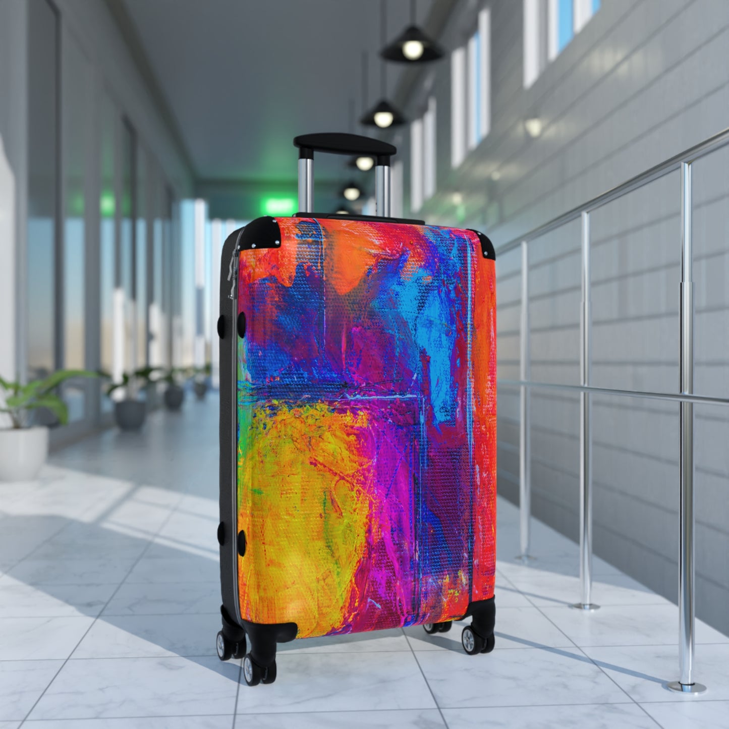 Make a bold statement on your travels with the Vibrant Colorful Suitcase – Stylish Travel Luggage for Adventurers. Designed for those who love to stand out, this suitcase combines functionality with eye-catching aesthetics, ensuring you travel in style