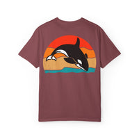 Whale Sunset Graphic T-Shirt - Unisex Garment-Dyed Tee for Ocean Lovers