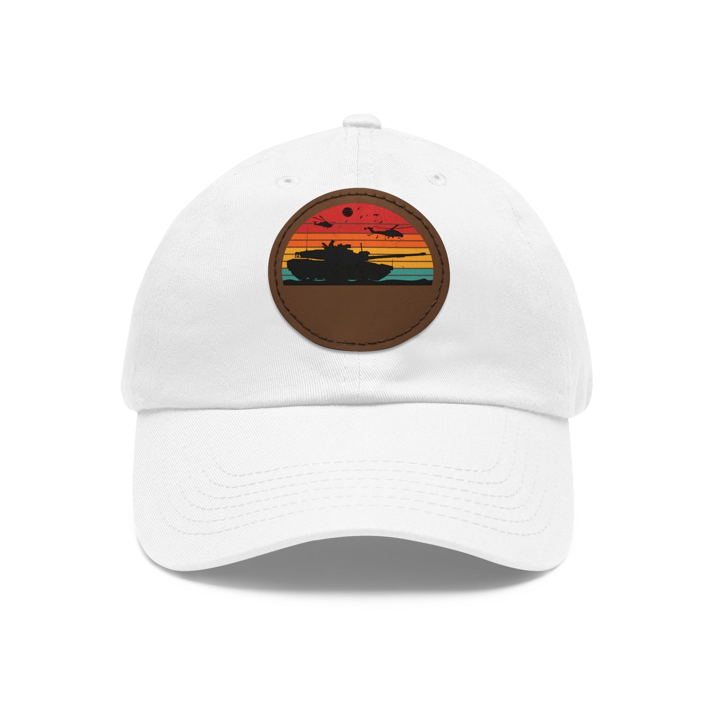 Retro Sunset Dad Hat with Leather Patch