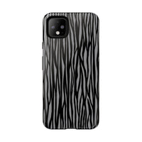 Stylish Tough Phone Case - Black and Gray Striped Design