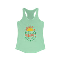 Hello Summer Women's Racerback Tank Top, Summer Vibes, Beachwear, Pool Party, Gift for Her, Vacation Style